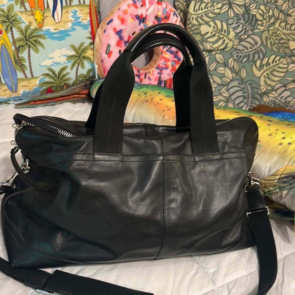 Coach Black Leather Duffel Men's Bag